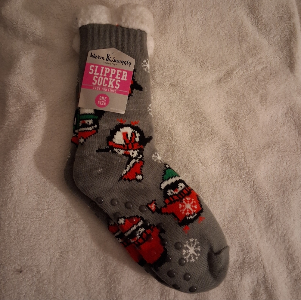 Warm & Snuggly Gray Slipper Socks with